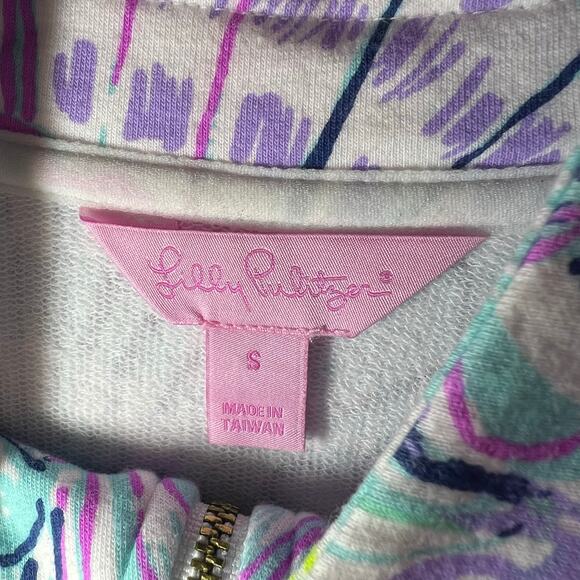 Lilly Pulitzer “Oh Shello” Skipper Popover ¼ Zip Pullover Seashell Print Cotton - Picture 3 of 15